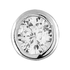 Boucles D'oreilles En Argent Rhodié Oxyde Rond Blanc Serti Clos Et Fermoir Poussette -1001 Bijoux Ventes 012993