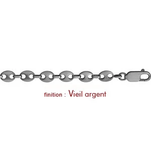 Chaîne En Argent Maille Grains De Café Largeur 6mm Et Longueur 55cm 2 Chaîne En Argent Maille Grains De Café Largeur 6mm Et Longueur 55cm – Image 2
