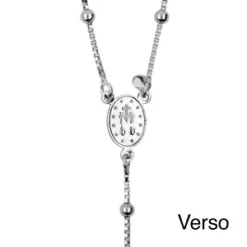 Chapelet En Argent Rhodié Croix Longueur 55cm Sans Fermoir -1001 Bijoux Ventes 030750 1