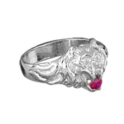 Chevalière Lion En Argent Petit Modèle Avec Oxyde Rouge Entre Les Dents -1001 Bijoux Ventes 06622 1