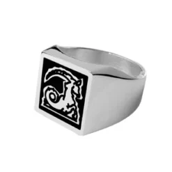 Chevalière En Argent Plateau Carré 15mm X 15mm En Onyx Synthétique -1001 Bijoux Ventes 08500X 1