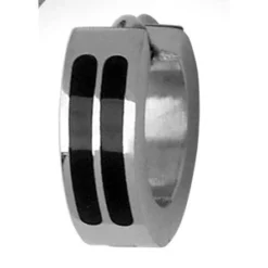 Créoles Articulées En Acier Et 2 Bandes En Résine Noire -1001 Bijoux Ventes 110083 1