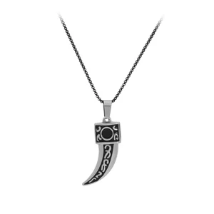Collier En Acier Patiné Chaîne Avec Pendentif Dent De Requin Motif Noir 55+10cm 2 Collier En Acier Patiné Chaîne Avec Pendentif Dent De Requin Motif Noir 55+10cm – Image 2