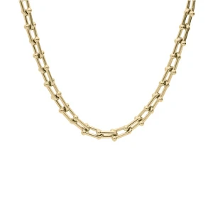 Collier En Acier Et PVD Jaune Maillons Fer à Cheval Longueur 48cm 2 Collier En Acier Et PVD Jaune Maillons Fer à Cheval Longueur 48cm – Image 2