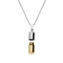 Collier En Acier Chaîne Avec Pendentif "porte Poudre" Tube Dévissablle 50+5cm -1001 Bijoux Ventes 130535 1
