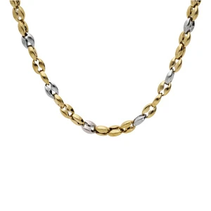 Collier En Acier Et PVD Jaune Maille Grain De Café 50+5cm 2 Collier En Acier Et PVD Jaune Maille Grain De Café 50+5cm – Image 2