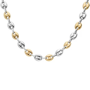 Collier En Acier Bicolore Maille Grain Café Massive 8mm 54cm 2 Collier En Acier Bicolore Maille Grain Café Massive 8mm 54cm – Image 2