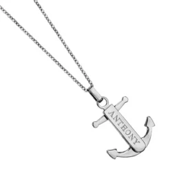 Collier En Acier Chaîne Avec Pendentif Ancre à Graver Au Milieu - Longueur 50cm + 5cm De Rallonge -1001 Bijoux Ventes 138446 1