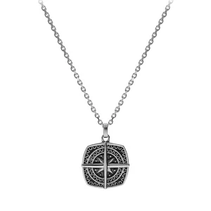 Collier En Acier Patiné Chaîne Avec Pendentif Boussole Nautique 5+3cm 2 Collier En Acier Patiné Chaîne Avec Pendentif Boussole Nautique 5+3cm – Image 2