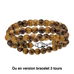 Collier Perles Oeil De Chat 60+5cm Ou Bracelet 3 Tours Fermoir Mousqueton -1001 Bijoux Ventes 139092M 1