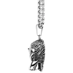 Collier En Acier Avec Pendentif Tête De Loup Patiné 55cm -1001 Bijoux Ventes 139295 1