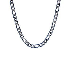 Collier En Acier Maille 1+3 Larguer 6mm Et PVD Brossé Aspect Patiné Chanfrein Bleu 55cm 2 Collier En Acier Maille 1+3 Larguer 6mm Et PVD Brossé Aspect Patiné Chanfrein Bleu 55cm – Image 2