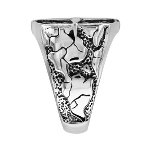 Chevalière En Acier Patiné Globe Trotter 2 Chevalière En Acier Patiné Globe Trotter – Image 2