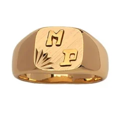 Chevalière En Plaqué Or Plateau Carré Brossé En Biais Et Ciselé En étoile Dans 1 Angle 5 Chevalière En Plaqué Or Plateau Carré Brossé En Biais Et Ciselé En étoile Dans 1 Angle -1001 Bijoux Ventes 98602 1