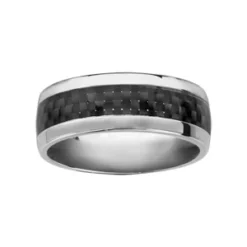 Alliance En Acier Avec Bande En Carbone Motifs Tressés Au Milieu Et Bords Brillants