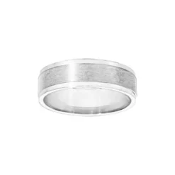 Alliance En Argent Rhodié 6mm Avec Bande Satinée Au Milieu Et Bords Brillants