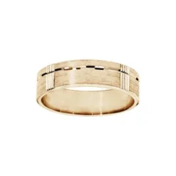 Alliance En Vermeil Diamantée Brossé Largeur 6mm