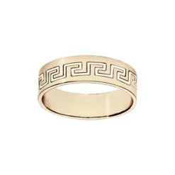Alliance En Vermeil Ruban Gravée Motif Grec Largeur 6mm