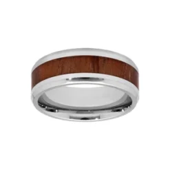 Bague En Acier Et Bois Fonçé
