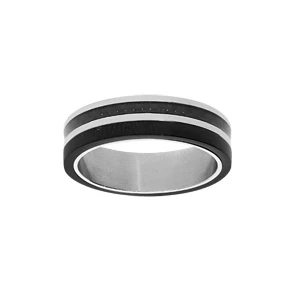 Bague En Acier Et PVD Noir Et Carbone 1 Bague En Acier Et PVD Noir Et Carbone