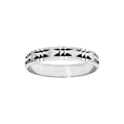 Bague En Argent Rhodié Diamantée étoile Largeur 4mm