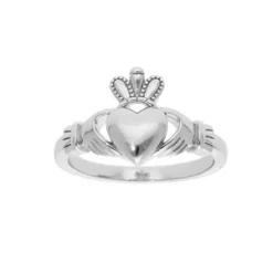 Bague En Argent Rhodié Symbole Claddagh D'Irlande (amitie, Amour, Loyauté) 2 Mains Avec 1 Coeur Modèle Homme