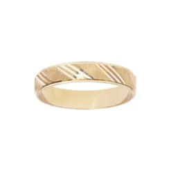 Bague En Vermeil Diamantée Striée Largeur 4mm