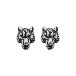 Boucles D'oreille En Acier Tête De Loup Et Fermoir Poussette