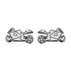 Boucles D'oreilles En Argent Rhodié Moto De Route Et Fermoir Poussette