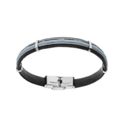 Bracelet En Acier Et Caoutchouc Câble Et Cordon Bleu 20cm