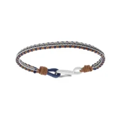 Bracelet En Acier Et Cuir Marron Cordon Bleu 18cm