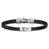 Bracelet En Acier Et Double Câble Noir Motif Ancre 19cm
