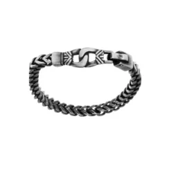 Bracelet En Acier Maille Patiné Avec Boucle 21cm