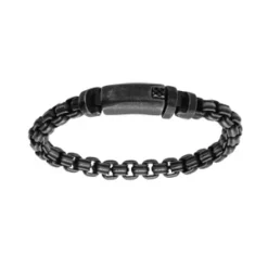 Bracelet En Acier Patiné Maille Jaseron 21cm