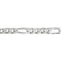 Bracelet En Argent Chaîne Maille Figaro 1+3 Largeur 7mm Et Longueur 21cm