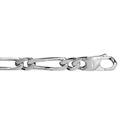 Bracelet En Argent Rhodié Chaîne Mailles 1+1 Largeur 5mm Et Longueur 18cm