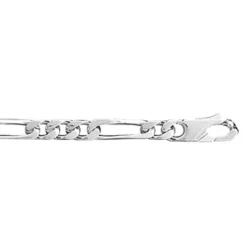 Bracelet En Argent Rhodié Chaîne Mailles 1+3 Largeur 5mm Et Longueur 18cm