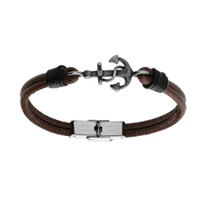 Bracelet En Cuir Marron Avec Ancre Acier 21cm Fermoir Acier 1 Bracelet En Cuir Marron Avec Ancre Acier 21cm Fermoir Acier