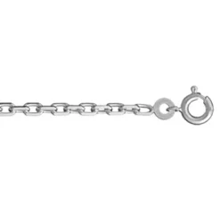 Chaîne En Argent Rhodié Maille Forçat Largeur 2,5mm Et Longueur 70cm