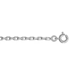 Chaîne En Argent Rhodié Maille Forcat Largeur 2,5mm Longueur 60cm