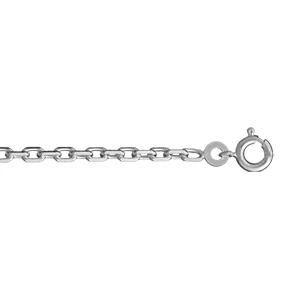 Chaîne En Argent Rhodié Maille Forcat Largeur 2,5mm Longueur 60cm 1 Chaîne En Argent Rhodié Maille Forcat Largeur 2,5mm Longueur 60cm