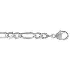 Chaîne En Argent Rhodié Maille Hawaï 1+2 Largeur 5mm Et Longueur 55cm