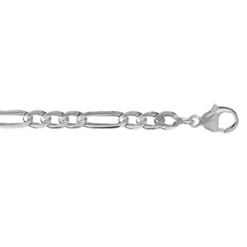 Chaîne En Argent Rhodié Maille Hawaï 1+3 Largeur 5mm Et Longueur 50cm