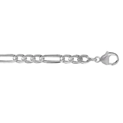 Chaîne En Argent Rhodié Maille Hawaï 1+3 Largeur 5mm Et Longueur 55cm