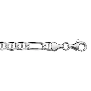 Chaîne En Argent Rhodié Maille Marine Alternée 1+3 - Largeur 6mm Et Longueur 50cm 1 Chaîne En Argent Rhodié Maille Marine Alternée 1+3 - Largeur 6mm Et Longueur 50cm