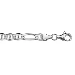 Chaîne En Argent Rhodié Maille Marine Alternée 1+3 - Largeur 6mm Et Longueur 55cm