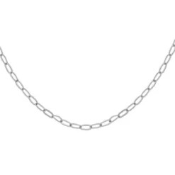 Chaîne En Argent Rhodié Maille Rectangulaire Largeur 1,8mm Longueur 50cm