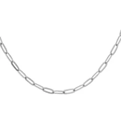 Chaîne En Argent Rhodié Maille Rectangulaire Largeur 2,6mm Longueur 50cm