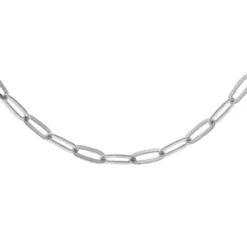 Chaîne En Argent Rhodié Maille Rectangulaire Largeur 2,6mm Longueur 55cm