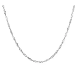 Chaîne En Argent Rhodié Maille Singapour Largeur 1,5mm Et Longueur 50cm